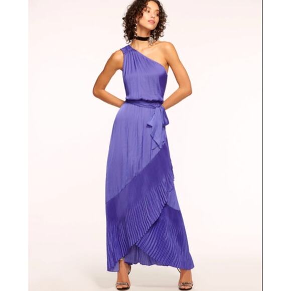 Ramy Brook Nadine Dress One Shoulder Pleated Amethyst Purple XS - Picture 1 of 6